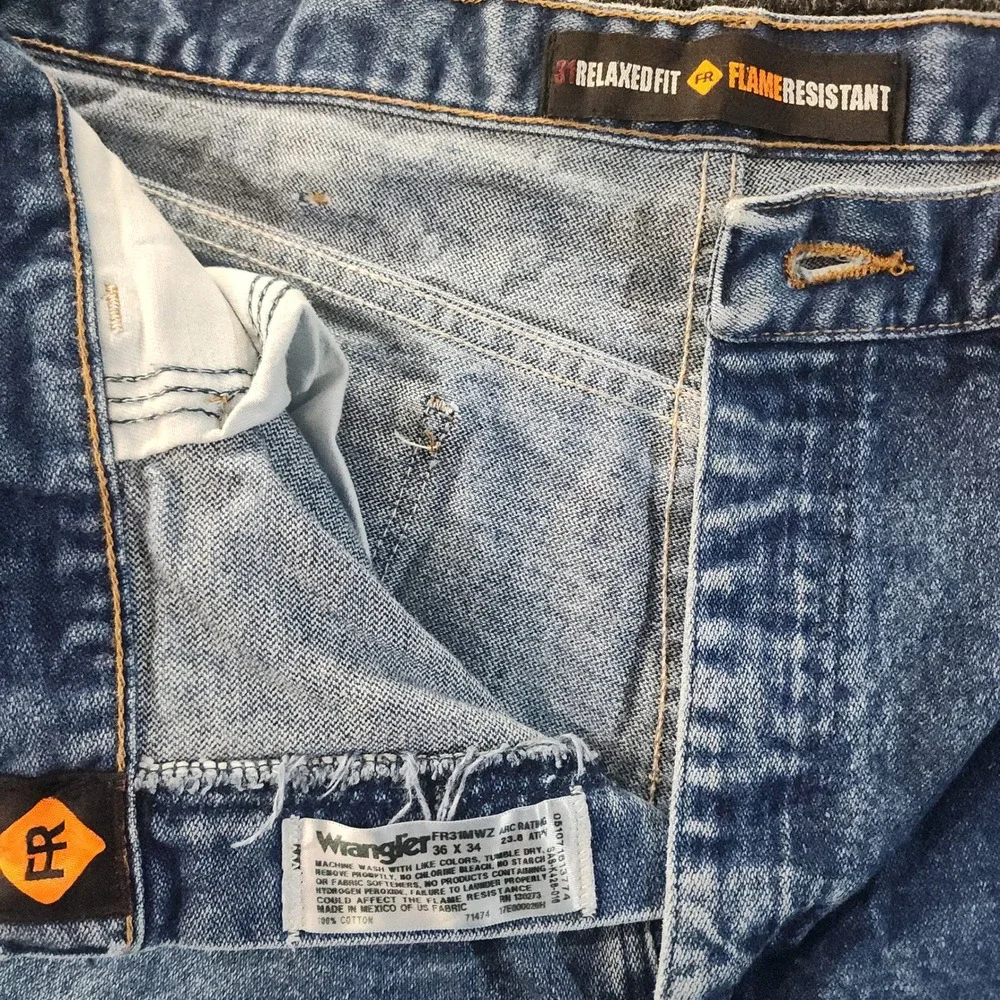 Wrangler FR Flame Resistant Relaxed Fit Jeans Blue FR31MWZ 36x34 Mens